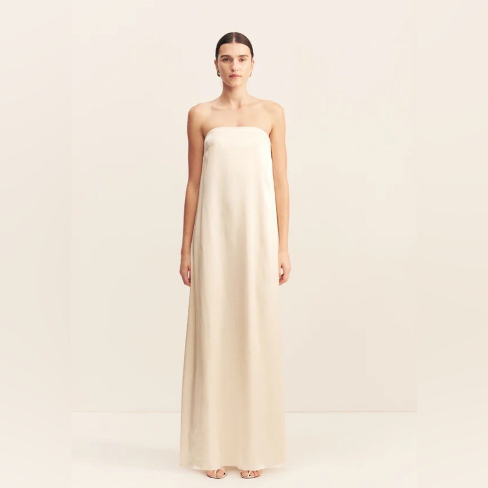 La Lune Strapless Column Maxi Dress - Cream